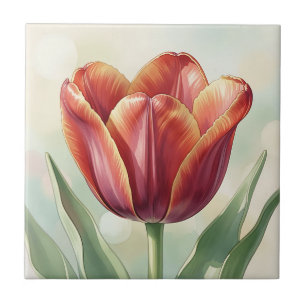 Lebendige rote Tulpen-Blumenkunst Fliese