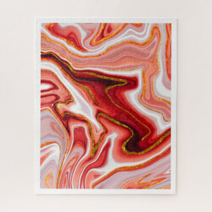 Lebendige Rote und Goldene Abstrakte Kunst Puzzle