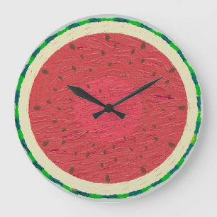 Lebendige rote Wassermelonen-Scheibe bemalte Fruch Große Wanduhr