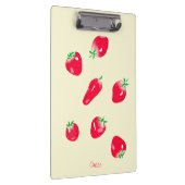 Lebendige, saftige rote Erdbeeren (Beige) Klemmbrett (Rechts)