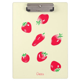 Lebendige, saftige rote Erdbeeren (Beige) Klemmbrett