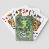 Lebendige Schädel mit grüner Hut-Illustration Spielkarten (Rückseite)