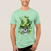 Lebendige Schädel mit grüner Hut-Illustration Tri-Blend Shirt (Vorderseite)