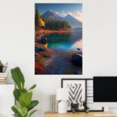 Lebendige Schönheit des Azurblasees Poster (Heimbüro)