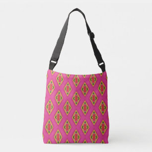 Lebendige Schultertasche mit rosa Diamantmotiv Tragetaschen Mit Langen Trägern