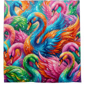 Lebendige Schwan-Traumlandschaft – Psychedelischer Duschvorhang (Vorderseite)