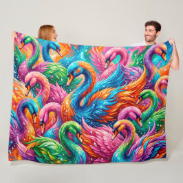 Lebendige Schwan-Traumlandschaft – Psychedelischer Fleecedecke