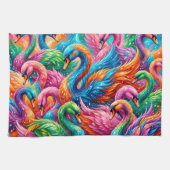 Lebendige Schwan-Traumlandschaft – Psychedelischer Geschirrtuch (Horizontal)