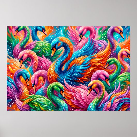 Lebendige Schwan-Traumlandschaft – Psychedelischer Poster (Vorne)