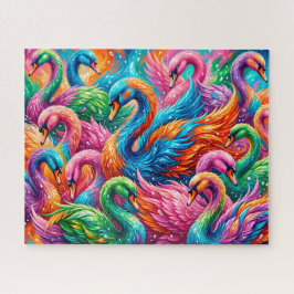 Lebendige Schwan-Traumlandschaft – Psychedelischer Puzzle