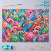 Lebendige Schwan-Traumlandschaft – Psychedelischer Seidenpapier (Basteln)
