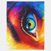 Lebendige Seele Farbige Augenmalerei Fleecedecke (Vorderseite)
