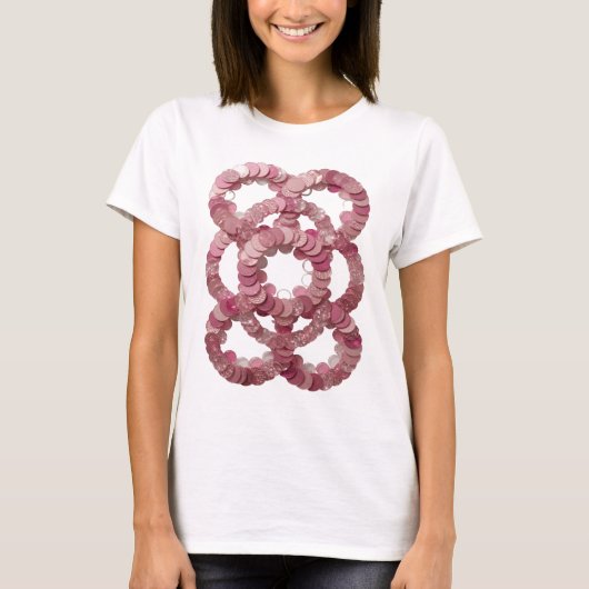 Lebendige Silberne PINK SEQUINS Statement Design T-Shirt (Vorderseite)
