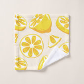 Lebendige Sommer-Lemonscheiben-Zitrusmuster Badhandtuch Set (Waschlappen)