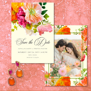 Lebendige Sommerblumen Gelb Orange Pink Foto Save The Date