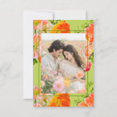 Lebendige Sommerblumen-Hochzeit in Limette Orange Save The Date (Rückseite)