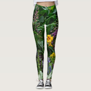 Lebendige Sommergarten-Blumenmuster-Hintergrund Leggings
