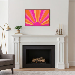 Lebendige Sonnenstrahlen in rosa, orange und gelbe Poster