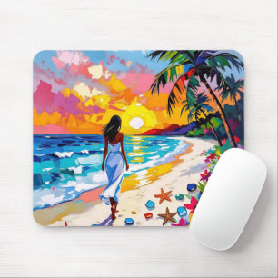 Lebendige Sonnenuntergang-Abstrakte Strandszene   Mousepad