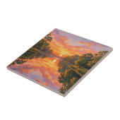 Lebendige Sonnenuntergangs-Flussreflexion Fliese (Seite)