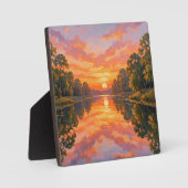 Lebendige Sonnenuntergangs-Flussreflexion Fotoplatte (Vorderseite)