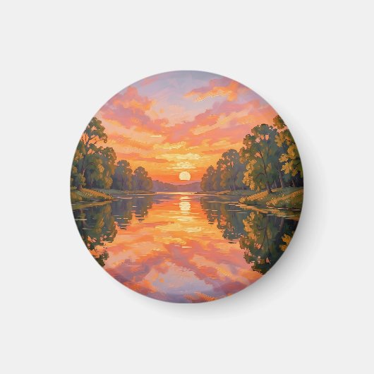 Lebendige Sonnenuntergangs-Flussreflexion Magnet (Vorne)