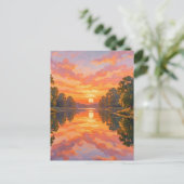 Lebendige Sonnenuntergangs-Flussreflexion Postkarte (Stehend Vorderseite)
