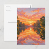 Lebendige Sonnenuntergangs-Flussreflexion Postkarte (Vorne/Hinten)