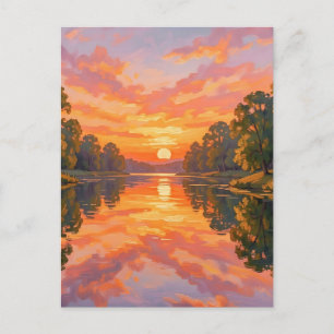 Lebendige Sonnenuntergangs-Flussreflexion Postkarte
