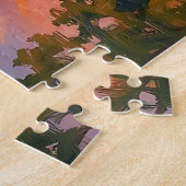 Lebendige Sonnenuntergangs-Flussreflexion Puzzle (Seite)