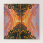 Lebendige Sonnenuntergangs-Flussreflexion Puzzle (Horizontal)