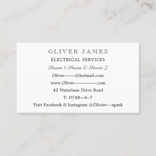 Lebendige Sparks Energy Electrical and Engineer Visitenkarte (Rückseite)