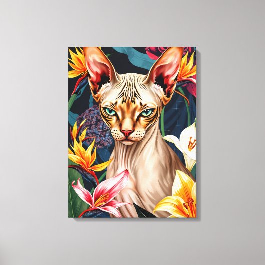 Lebendige Sphynx-Katze Digitale Kunst Leinwanddruck (Vorderseite)