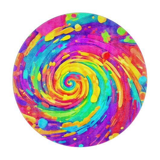 Lebendige Spiralspritzer-Farben Kunst Schneidebrett (Vorderseite)