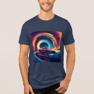 Lebendige Sportwagen Abstracte Bewegungskunst Tri-Blend Shirt