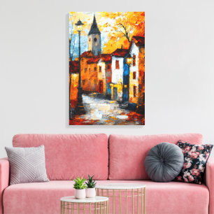 Lebendige Stadtlandschaft Leinwanddruck