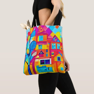 Lebendige Stadtlandschaft Traumlandschaft Kunst Tasche