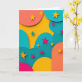 Lebendige Sternenlandschaft-Collage Karte (Gelbe Blume)