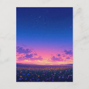 Lebendige Sternennacht-Wildblumenwiese Postkarte