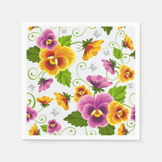 Lebendige Stiefmütterchen-Blumen Serviette (Vorderseite)