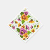 Lebendige Stiefmütterchen-Blumen Serviette (Ecke)