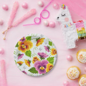 Lebendige Stiefmütterchen-Blüten Pappteller (Party)