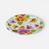 Lebendige Stiefmütterchen-Blüten Pappteller (Schrägansicht)
