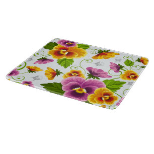 Lebendige Stiefmütterchen-Blüten Schneidebrett