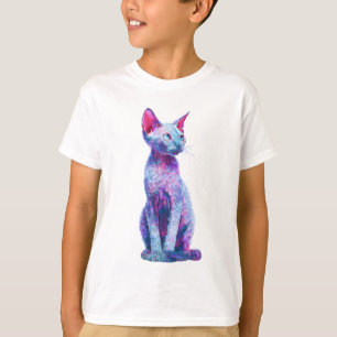 Lebendige stilisierte lockige Devon-Rex-Katze Kind T-Shirt