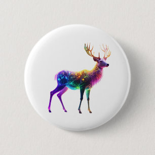 Lebendige Süße Leuchtende Neonhirsch-Kunst Button