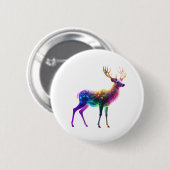 Lebendige Süße Leuchtende Neonhirsch-Kunst Button (Vorne & Hinten)