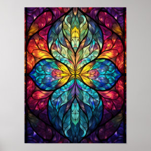 Lebendige symmetrische Glas-Kaleidoskop-Kunst Poster