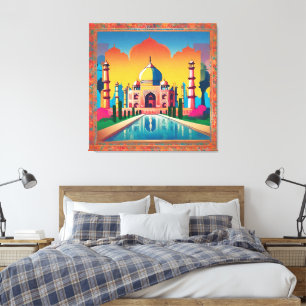 Lebendige Taj Mahal Indien Leinwand Wandkunst, Bun