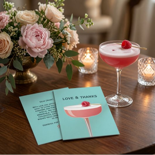 Lebendige Teal-Raspberry-Cocktail-Liebe und Dank Dankeskarte